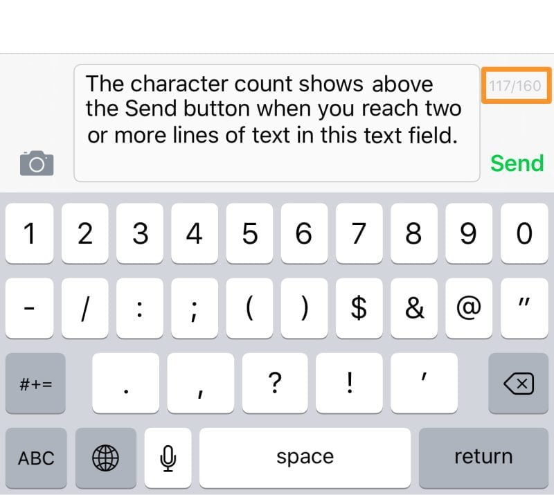 Text Message Character Count