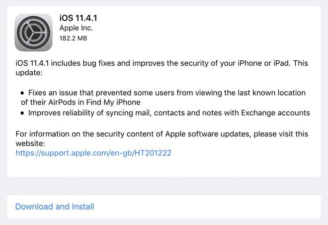Apple Releases iOS 11.4.1