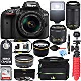 Nikon D3400 24.2MP DSLR Camera with AF-P 18-55 VR and 70-300m Lenses (1573B) - (Certified Refurbished) (18-55 VR and 70-300 2 Lens Deluxe Kit)