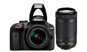 Nikon D3400 24.2MP DSLR Camera with AF-P 18-55 VR and 70-300m Lenses