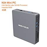 N34 Fanless Mini PC Desktop, Windows 10 Pro 64-Bit/4GB/64GB, Support M.2 SSD, Intel Celeron N3450 (up to 2.2 GHz) HD Graphics 500, 4K/1000M LAN/2.4G+5.8G WiFi/BT 4.0 [Dual Output - HDMI&VGA]