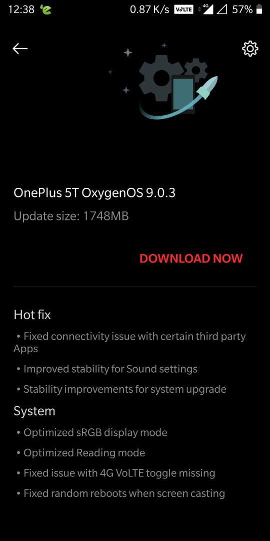 Download OxygenOs 9.0.3 for OnePlus 5T