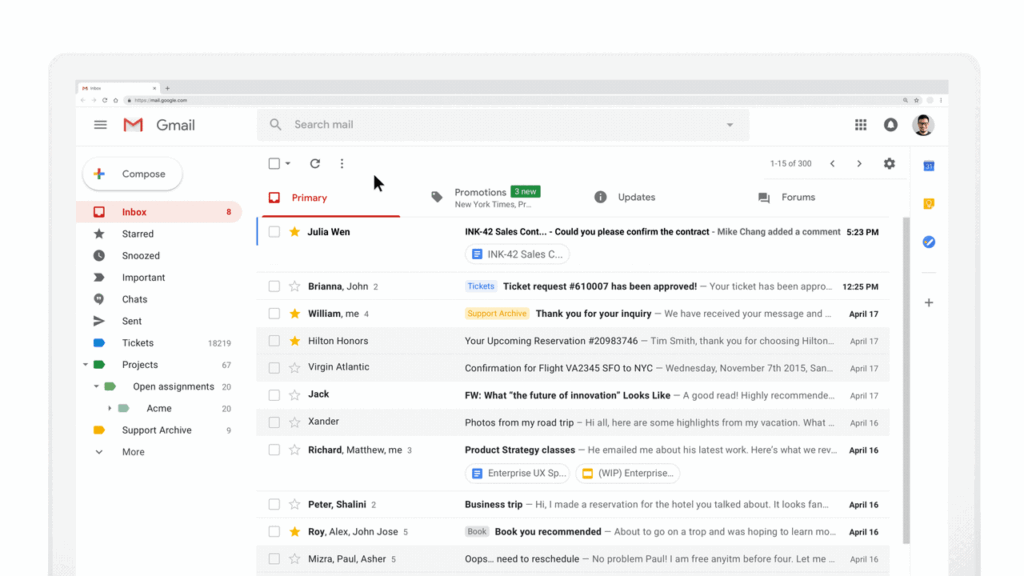 dynamic email in Gmail