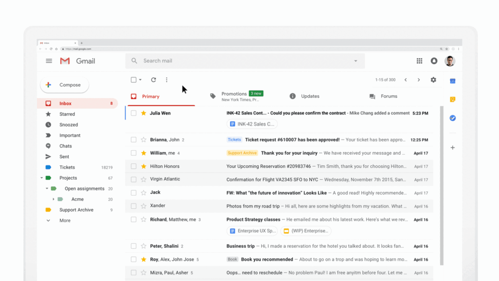 dynamic email in Gmail