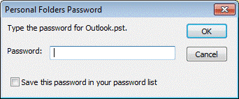 MS Outlook Personal Folders Password