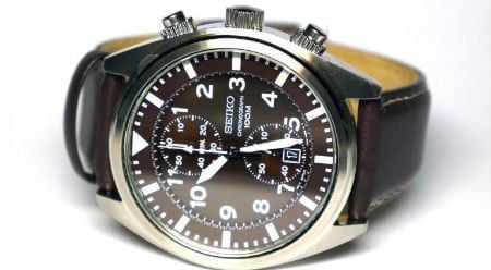 Seiko Men's SNN241 Stainless Steel Watch with Brown Leather Band