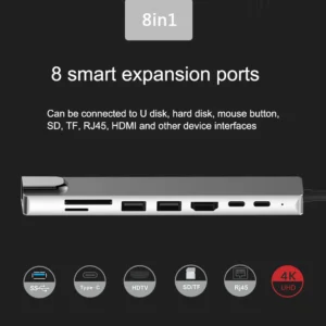 Bakeey PB-C7366 8-in-1 USB-C Hub Docking Station Adapter