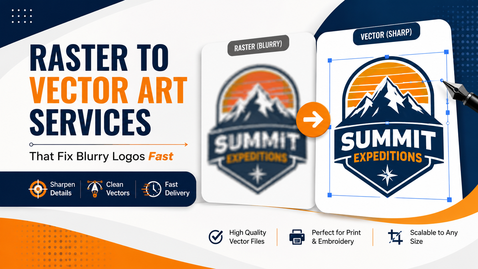 Raster to Vector Art Services That Fix Blurry Logos Fast